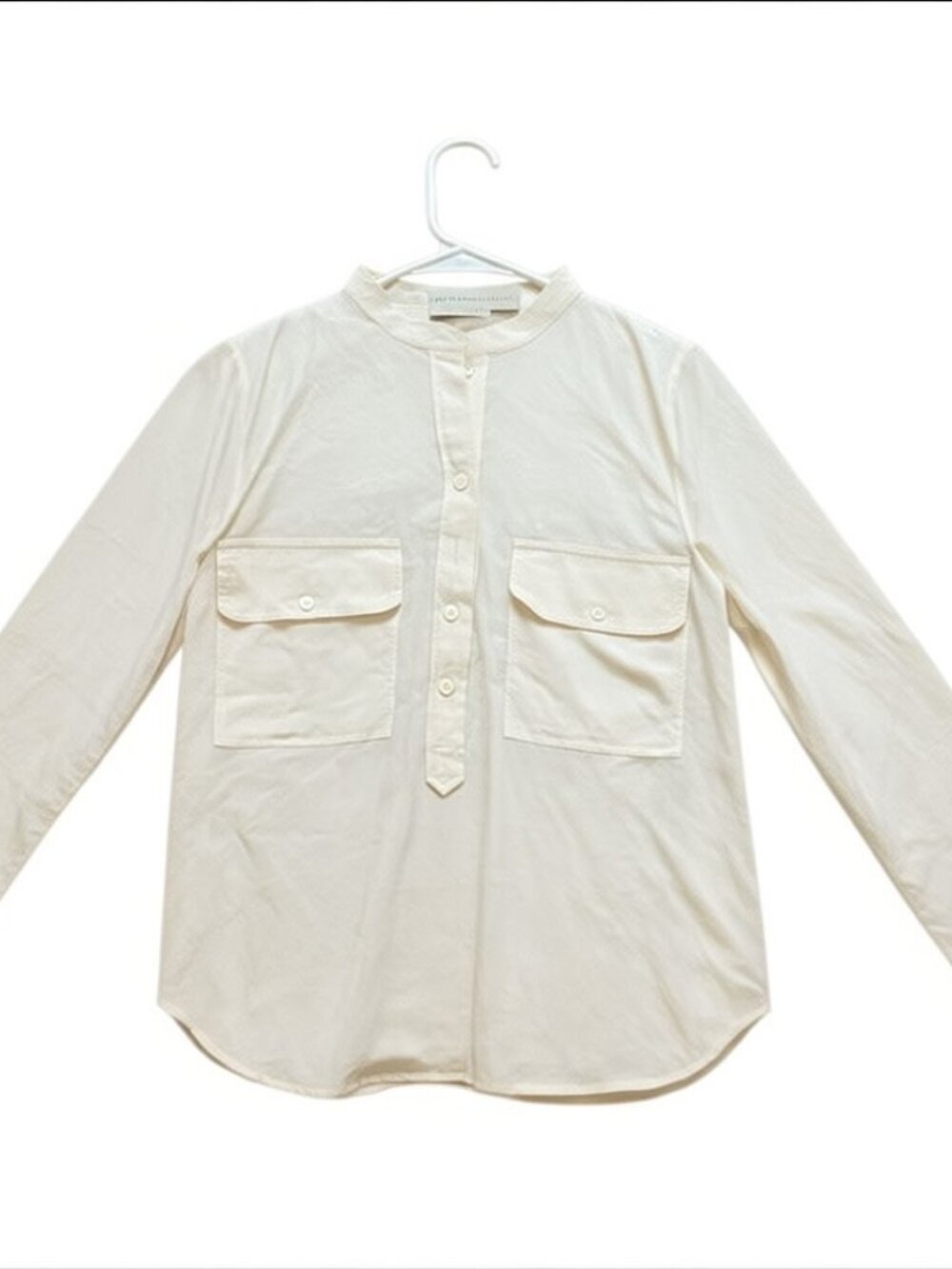 Stella McCartney Cream Long Sleeve Button-Up Blouse-Two Pockets in front- Size M